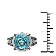 Load image into Gallery viewer, 5.43 Carat Genuine Swiss Blue Topaz &amp; Blue Diamond .925 Sterling Silver Ring
