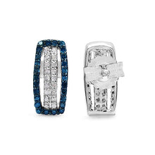 Load image into Gallery viewer, 0.51 Carat Genuine Blue Diamond &amp; White Diamond .925 Sterling Silver Earrings
