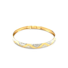Load image into Gallery viewer, 10k Two-Tone Gold Textured Zigzag Style Bangle
