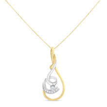 Load image into Gallery viewer, Espira 10K Two-Tone Yellow &amp; White 1/6 Cttw Brilliant-Cut Diamond Layered Spiral 18" Pendant Necklace (H-I Color, I2-I3 Clarity)
