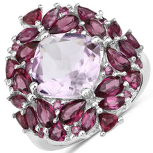 Load image into Gallery viewer, 8.19 Carat Genuine Pink Amethyst and Rhodolite .925 Sterling Silver Ring
