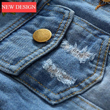 Load image into Gallery viewer, Modern Luxury Baby Girls Outerwear Jeans Coat Ripped Embroidery Jackets For Girls With Roses
