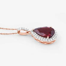 Load image into Gallery viewer, 3.29 Carat Genuine Rhodolite and White Diamond 14K Rose Gold Pendant
