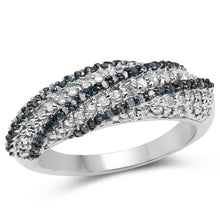 Load image into Gallery viewer, 1.25 Carat Genuine Blue Diamond &amp; White Diamond .925 Sterling Silver Ring
