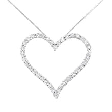 Load image into Gallery viewer, .925 Sterling Silver 3.0 cttw Round-Cut Diamond Open Heart Pendant Necklace (I-J Color, I2-I3 Clarity) - 18"
