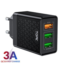 Load image into Gallery viewer, Black Dual Port Quick Charge 3.0 USB Charger QC 3.0 Fast Charging Multi Charger Portable Travel Wall Modern Phone Charger
