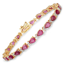 Load image into Gallery viewer, 9.33 Carat Genuine Ruby and White Diamond 14K Yellow Gold Bracelet
