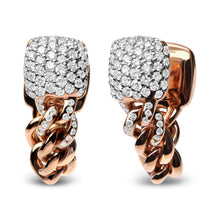 Load image into Gallery viewer, 18K Rose Gold 3/4 Cttw Round Diamond Pave Cuban Chain Huggie Earrings (G-H Color, SI1-SI2 Clarity)
