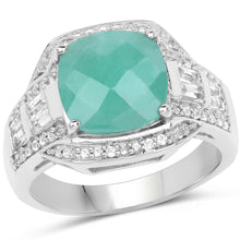 Load image into Gallery viewer, 4.09 Carat Genuine Emerald and White Topaz .925 Sterling Silver Ring
