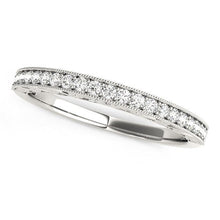 Load image into Gallery viewer, 14k White Gold Milgrain Bordered Round Diamond Wedding Band (1/6 cttw)
