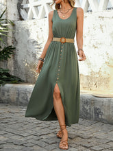 Load image into Gallery viewer, Decorative Button Sleeveless Midi Dress Elegant &amp; Timeless Long Comfortable Dress
