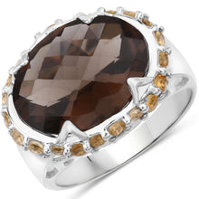 Load image into Gallery viewer, 9.58 Carat Genuine Smoky Quartz and Citrine .925 Sterling Silver Ring
