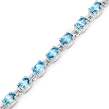 Load image into Gallery viewer, 7.92 Carat Genuine Blue Zircon .925 Sterling Silver Bracelet

