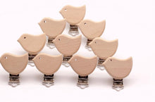 Load image into Gallery viewer, Modern Wood Naural Nipple Chain Accessories BPA Free Cute Modelling Beech Pacifier Clip Small Elephant Heart-shaped Holder for Pacifier
