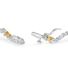Load image into Gallery viewer, 10K Two-Tone 2.00 Cttw Diamond "X" and Wave Link Bracelet (H-I Color, I1-I2 Clarity) - 7" Inches
