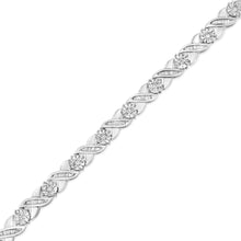 Load image into Gallery viewer, .925 Sterling Silver 1.0 Cttw Round-Brilliant and Baguette Cut Diamond Miracle-Set X-Link 7" Tennis Bracelet (I-J Color, I2-I3 Clarity)
