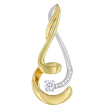 Load image into Gallery viewer, Espira 10K Two-Tone Gold 1/10 cttw Round Cut Diamond Swirl Pendant Necklace (I-J, I2-I3)
