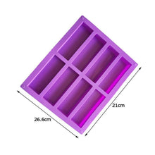 Load image into Gallery viewer, 8 Cavity Cake Mold Rectangular Chocolate Silicone Moulds Handmade Soap Mold Moon Cake Decorate Baking Mould Cube Tray Ice Bar Silicone Mold Cereal Energy Bar Mold Butter Mold
