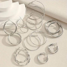 Load image into Gallery viewer, 8-Pairs: Alloy Hoop Earrings Set
