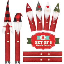 Load image into Gallery viewer, 8-Piece: Gnome Christmas Refrigerator Handle Covers Set

