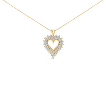 Load image into Gallery viewer, 14K Yellow Gold Plated .925 Sterling Silver 3.00 Cttw Round Cut Diamond Cluster Heart 18" Pendant Necklace (K-L Color, I1-I2 Clarity)
