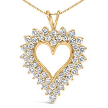Load image into Gallery viewer, 14K Yellow Gold Plated .925 Sterling Silver Brilliant-Cut Diamond Open Heart 18" Pendant Necklace (K-L Color, I1-I2 Clarity)

