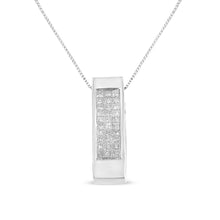 Load image into Gallery viewer, 14K Yellow Gold 1/2 Cttw Invisible Set Princess Cut Diamond Vertical Bar Block Pendant 18" Necklace (H-I Color, SI2-I1 Clarity)
