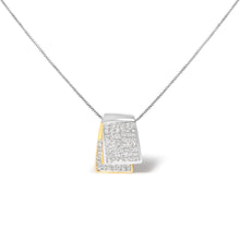 Load image into Gallery viewer, 14K White and Yellow Gold 2.0 Cttw Princess Cut Diamond Two Tone Foldover Box Pendant 18â€ Box Chain Necklace (H-I Color, SI1-SI2 Clarity)
