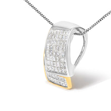 Load image into Gallery viewer, 14K White and Yellow Gold 2.0 Cttw Princess Cut Diamond Two Tone Foldover Box Pendant 18â€ Box Chain Necklace (H-I Color, SI1-SI2 Clarity)
