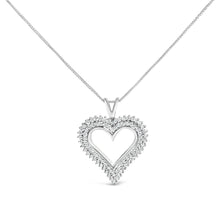 Load image into Gallery viewer, .925 Sterling Silver 1.00 Cttw Lab-Grown Diamond Open Heart Pendant Necklace (F-G Color, VS1-VS2 Clarity) - 18" Inches
