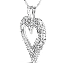 Load image into Gallery viewer, .925 Sterling Silver 1.00 Cttw Lab-Grown Diamond Open Heart Pendant Necklace (F-G Color, VS1-VS2 Clarity) - 18" Inches
