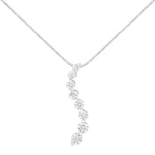 Load image into Gallery viewer, 14K White Gold 3.0 Cttw Round-Brilliant &amp; Baguette Cut Diamond S Shaped Graduated 18" Pendant Necklace (I-J Color, I2-I3 Clarity)
