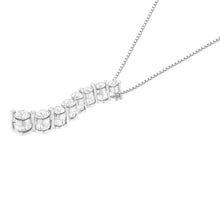 Load image into Gallery viewer, AGS Certified 14k White Gold 3.0 Cttw Baguette and Brilliant Round-Cut Diamond Journey 18" Pendant Necklace (K-L Color, I1-I2 Clarity)
