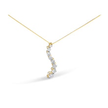 Load image into Gallery viewer, AGS Certified 14K Yellow Gold 3.0 Cttw Baguette and Brilliant Round-Cut Diamond Journey 18" Pendant Necklace (G-H Color, SI2-I1 Clarity)
