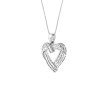 Load image into Gallery viewer, Sterling Silver 7/8 cttw Baguette Diamond Heart Pendant Necklace (I-J, I2-I3)
