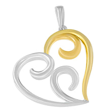 Load image into Gallery viewer, 10K Yellow Gold Over .925 Sterling Silver Open Heart with Swirls 18" Box Chain Pendant Necklace
