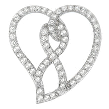 Load image into Gallery viewer, 14K White Gold 1.0 Cttw White Diamond Awareness Ribbon &amp; Open Heart 18" Pendant Necklace (H-I Color, I1-I2 Clarity) - White Diamond Ribbon
