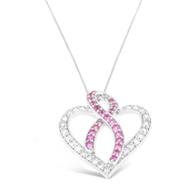 Load image into Gallery viewer, 14K White Gold 1ct. TGW Diamond And Pink Sapphire Gemstone Pendant Necklace (G-H, SI2-I1)
