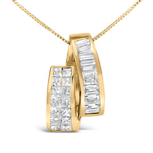 Load image into Gallery viewer, 14K Yellow Gold 1 5/8 cttw Princess and Baguette Cut Diamond Fashion Pendant Necklace (G-H, VS2-SI1)
