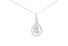 Load image into Gallery viewer, Espira 10K White Gold 1/8 cttw Round Cut Diamond Layered Spiral Pendant Necklace (I-J, I1-I2)
