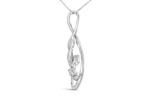 Load image into Gallery viewer, Espira 10K White Gold 1/8 cttw Round Cut Diamond Layered Spiral Pendant Necklace (I-J, I1-I2)
