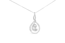 Load image into Gallery viewer, Espira 10K White Gold 1/8 cttw Round Cut Diamond Layered Spiral Pendant Necklace (I-J, I1-I2)
