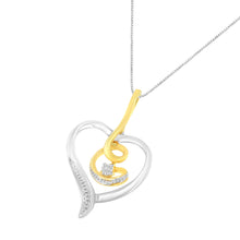 Load image into Gallery viewer, Espira 10K Two-Tone Yellow &amp; White Gold .03 Cttw Diamond-Accented Round-Cut Diamond Swirl Open Heart 18" Pendant Necklace (I-J Color, I2-I3 Clarity)
