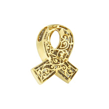 Load image into Gallery viewer, 14K Yellow Gold 2 5/8 cttw Channel Set White Diamond Awareness Ribbon Pendant Necklace (G-H Color, VS1-VS2 Clarity) - NO CHAIN
