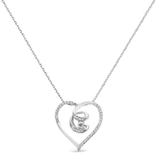Load image into Gallery viewer, .925 Sterling Silver 1/4 Cttw Brilliant-Cut Diamond Open Heart Twisted Awareness Ribbon 18" Pendant Necklace (H-I Color, I1-I2 Clarity)
