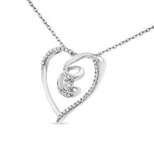 Load image into Gallery viewer, .925 Sterling Silver 1/4 Cttw Brilliant-Cut Diamond Open Heart Twisted Awareness Ribbon 18" Pendant Necklace (H-I Color, I1-I2 Clarity)
