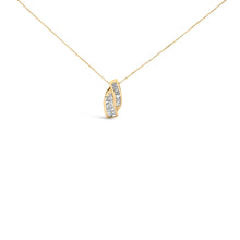 Load image into Gallery viewer, 14k Yellow Gold 1 1/3 Cttw Princess and Baguette-cut Diamond Double Curved Pendant Necklace (H-I Color ,VS1-VS2 Clarity) - NO CHAIN INCLUDED
