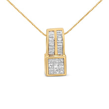 Load image into Gallery viewer, 14K Yellow Gold 1 1/4 cttw Princess and Baguette Cut Geometric Inspired Diamond Pendant Necklace (H-I, VS1-VS2)

