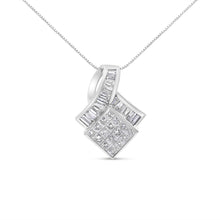 Load image into Gallery viewer, 14k White Gold 2 1/10 Cttw Princess and Baguette Geometric Designed Diamond Pendant Necklace (G-H Color, VS1-VS2 Clarity) - NO CHAIN INCLUDED
