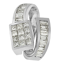 Load image into Gallery viewer, 14K White Gold 2 cttw Princess and Baguette Cut Diamond Double Loop Pendant Necklace (G-H, VS1-VS2)
